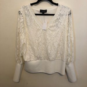 White lace long sleeve shirt